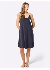 Sommerkleid feel good "Sommerkleid", Damen, Gr. 52/54, Normalgr&ouml;&szlig;en, marine, 100% Baumwolle, gebl&uuml;mt, gemustert, mehrfarbig, kurz, Rundhals, Kleider Sommerkleid