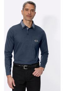 Poloshirt CLASSIC "Langarm-Poloshirt", Herren, Gr. 44/46, blau (dunkelblau), 100% Baumwolle, unifarben, Shirts Poloshirt