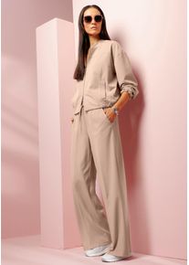 Hosenanzug Heine, Damen, Gr. 50, Normalgr&ouml;&szlig;en, sesam, beige, meliert, 75% Polyester, 20% Viskose, 5% Elasthan, Anz&uuml;ge Hosenanzug
