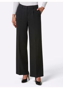 Bundfaltenhose CREATION L PREMIUM, Damen, Gr. 50, Normalgr&ouml;&szlig;en, schwarz, 52% Polyester, 35% Wolle, 10% Viskose, 3% Elasthan, unifarben, Hosen Bundfaltenhose