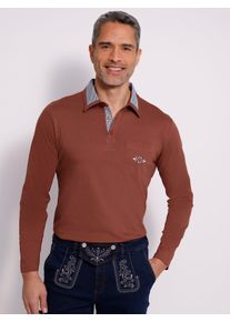 Poloshirt CLASSIC "Langarm-Poloshirt", Herren, Gr. 44/46, braun (rotbraun), 100% Baumwolle, unifarben, Shirts Poloshirt