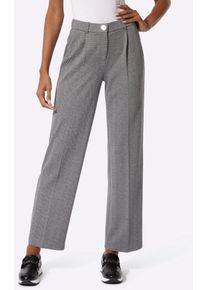 CR&Eacute;ATION L Bundfaltenhose CREATION L, Damen, Gr. 52, Normalgr&ouml;&szlig;en, grau (grau, anthrazit, gemustert), 54% Polyester, 44% Modal, 2% Elasthan, gemustert, Hosen Bundfaltenhose