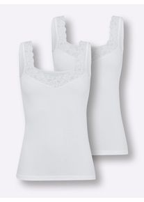w&auml;schepur Achselhemd W&Auml;SCHEPUR, Damen, Gr. 48, 2 Stk., Normalgr&ouml;&szlig;en, wei&szlig;, 100% Baumwolle, V-Ausschnitt, Unterhemden Achselhemd