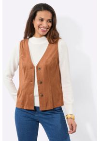 Lederimitatweste Casual Looks, Damen, Gr. 54, cognac, 90% Polyester, 10% Elasthan, unifarben, Westen Lederimitatweste