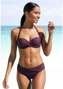 B&uuml;gel-Bandeau-Bikini-Top Lascana "Lolo", Damen, Gr. 46, Cup F, lila (aubergine), Obermaterial: 82% Polyamid, 18% Elasthan. Futter: 100% Polyester. Wattierung: 100% Polyester, unifarben, Bikini-Oberteile B&uuml;gel-Bandeau-Bikini-Top, in getwisteter Optik