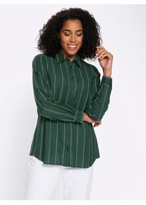 Longbluse Classic Basics, Damen, Gr. 38, gr&uuml;n (moos, ecru, gestreift), 100% Baumwolle, gemustert, gestreift, mehrfarbig, Blusen Longbluse