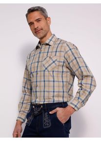 Karohemd CLASSIC, Herren, Gr. 47/48, Normalgr&ouml;&szlig;en, beige, jeansblau, kariert, 50% Baumwolle, 50% Polyester, gemustert, kariert, mehrfarbig, gerade, Hemden Karohemd