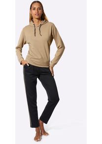 w&auml;schepur Hausanzug W&Auml;SCHEPUR, Damen, Gr. 52/54, beige (camel, schwarz), 50% Polyester, 45% Viskose, 5% Elasthan, Homewear-Sets Hausanzug