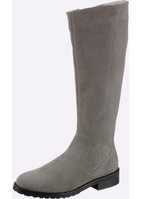 Stiefel Heine, Damen, Gr. 42, grau, Leder, Rindsleder, Veloursleder, Schuhe Stiefel