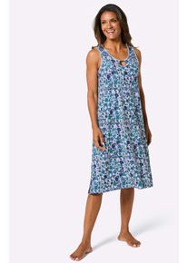 Sommerkleid feel good "Sommerkleid", Damen, Gr. 52/54, Normalgr&ouml;&szlig;en, jeansblau, topas, bedruckt, 95% Viskose, 5% Elasthan, gemustert, mehrfarbig, knielang, Rundhals, Kleider Sommerkleid