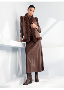 Lederimitatweste Heine, Damen, Gr. 50, schoko, 100% Polyester, unifarben, Westen Lederimitatweste
