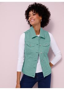 Jeansweste Classic Basics, Damen, Gr. 44, salbei, 81% Baumwolle, 17% Polyester, 2% Elasthan, unifarben, Westen Jeansweste