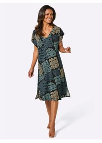 Sommerkleid feel good "Sommerkleid", Damen, Gr. 52/54, Normalgr&ouml;&szlig;en, wei&szlig;, schwarz, topas, 95% Viskose, 5% Elasthan, gemustert, gestreift, mehrfarbig, knielang, Rundhals, Kleider Sommerkleid