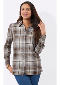Flanellbluse Casual Looks, Damen, Gr. 38, braun, steingrau, kariert, 100% Baumwolle, gemustert, kariert, mehrfarbig, Blusen Flanellbluse