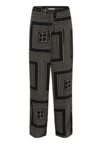 Stoffhose Soaked in Luxury "Casual Hose SLTopaz", Damen, Gr. S, N-Gr, schwarz (schwarz w oatmeal monogram), Obermaterial: 100% Polyester Pol. recyc.., Hosen Stoffhose