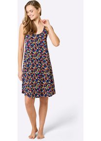 Sommerkleid feel good "Sommerkleid", Damen, Gr. 48/50, Normalgr&ouml;&szlig;en, marine, bedruckt, 100% Baumwolle, gebl&uuml;mt, gemustert, mehrfarbig, kurz, Rundhals, Kleider Sommerkleid