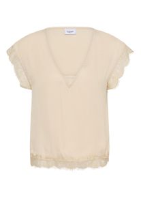 Kurzarmbluse Saint Tropez "Kurzarm-Bluse PigaoSZ", Damen, Gr. XS, beige (creme), Obermaterial: 100% Polyester PES., Blusen Kurzarmbluse