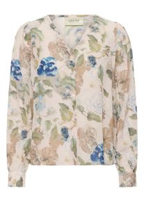Langarmbluse Cream "Langarm-Bluse CRLucia", Damen, Gr. 44, beige (hailey print with blau), Obermaterial: 70% Viskose CV. 30% Baumwolle CO., Blusen Langarmbluse