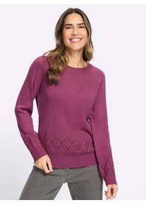 Rundhalspullover Classic Basics "Langarm-Pullover", Damen, Gr. 56, erika, 100% Polyacryl, unifarben, Pullover Rundhalspullover
