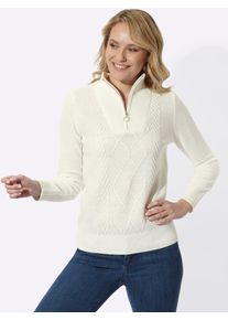 Strickpullover Classic Basics "Troyer-Pullover", Damen, Gr. 54, wei&szlig; (ecru), 100% Polyacryl, unifarben, Pullover Strickpullover