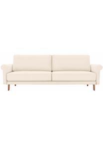 2-Sitzer "CR.450, Designsofa, Loungesofa", wei&szlig; (perlwei&szlig; 534, 12), B:168cm H:85cm T:95cm, NaturLEDER OSKAR (echtes Rindsleder);Chenille COCO (72% Polyester 15% Baumwolle 13% Polyacryl), CREATION BY ROLF BENZ, Sofas, 2-Sitzer, modern Landhaus, F&uuml;&szlig;e in Nussbaum, Breite 168 cm