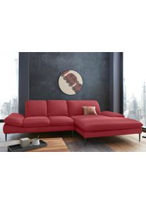 Ecksofa W.Schillig "enjoy&MORE, Designsofa, elegant und bequem, L-Form", rot (ruby rot z59), B:310cm H:87cm T:185cm, Chenille-Flachgewebe R66 (85% Polyester, 15% Nylon);Longlife Xtra-Leder Z59: Glattleder mit modischer Pr&auml;gung. Hautst&auml;rke 0, 9 - 1, 1 mm;Stoff S37 (100% Polyester), Sofas, Ecksofa, Sitztiefenverstellung, F&uuml;&szlig;e schwarz pulverbeschichtet, Breite 310 cm