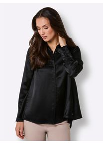 Hemdbluse CREATION L PREMIUM, Damen, Gr. 50, schwarz, 60% Viskose, 40% Seide, unifarben, Blusen Hemdbluse