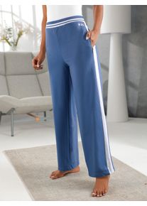 Wellnesshose feel good, Damen, Gr. 56/58, Normalgr&ouml;&szlig;en, blau (mittelblau, wei&szlig;), 50% Baumwolle, 50% Polyester, unifarben, Hosen Wellnesshose