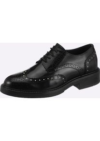 Schn&uuml;rschuh Heine, Damen, Gr. 42, schwarz, Glattleder, Leder, Rindsleder, Schuhe Schn&uuml;rschuh