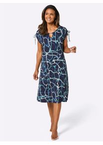 Sommerkleid feel good "Sommerkleid", Damen, Gr. 40/42, Normalgr&ouml;&szlig;en, marine, royalblau, bedruckt, 95% Viskose, 5% Elasthan, gemustert, mehrfarbig, kurz, Rundhals, Kleider Sommerkleid