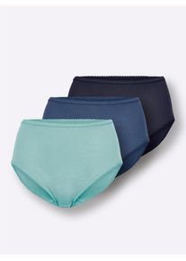 H&uuml;ftslip, Damen, Gr. 52, 3 Stk., blau (marine, jeansblau, mint), 100% Baumwolle, Unterhosen H&uuml;ftslip