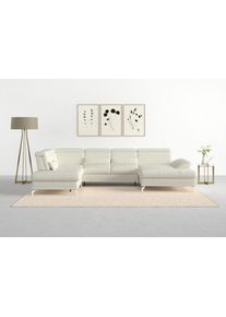Sit & More Wohnlandschaft SIT & MORE "Cabrio U-Form, B: 359 cm, mit Sitztiefen-, Arm- & Kopfteilverstellung", wei&szlig; (altwei&szlig;), B:359cm H:87cm T:230cm, Sofas, Wohnlandschaft, 3 Nierenkissen, Federkern, optional Bettfunktion und Stauraum