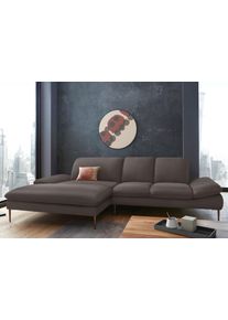 Ecksofa W.Schillig "enjoy&MORE, Designsofa, bequem, zeitlos und elegant, L-Form", braun (braun z59), B:310cm H:87cm T:185cm, Chenille-Flachgewebe R66 (85% Polyester, 15% Nylon);Longlife Xtra-Leder Z59: Glattleder mit modischer Pr&auml;gung. Hautst&auml;rke 0, 9 - 1, 1 mm;Stoff S37 (100% Polyester), Sofas, Ecksofa, Sitztiefenverstellung, F&uuml;&szlig;e bronze pulverbeschichtet, Breite 310 cm