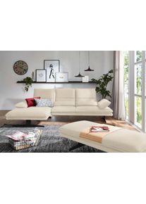 Ecksofa W.Schillig "broadway, Designsofa mit tollem Sitzkomfort", grau (eisgrau z59), B:291cm H:94cm T:164cm, Longlife Xtra-Leder Z59: Glattleder mit modischer Pr&auml;gung. Hautst&auml;rke 0, 9 - 1, 1 mm, Sofas, Ecksofa, Sitztiefenverstellung, Kopfteil- & Seitenteilverstellung, Breite 291cm