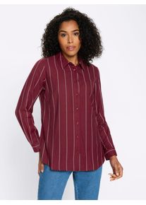 Longbluse Classic Basics, Damen, Gr. 44, rot (dunkelrot, ecru, gestreift), 100% Baumwolle, gemustert, gestreift, mehrfarbig, Blusen Longbluse