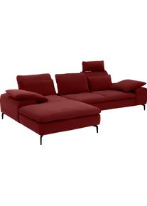 Ecksofa W.Schillig "valentinoo, Designsofa, bequem, elegant und zeitlos, L-Form", rot (ruby rot z59), B:299cm H:83cm T:178cm, Longlife Xtra-Leder Z59: Glattleder mit modischer Pr&auml;gung. Hautst&auml;rke 0, 9 - 1, 1 mm, Sofas, Ecksofa, inklusive Hocker, mit Sitztiefenverstellung, Breite 299 cm