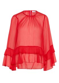 Langarmbluse Saint Tropez "Langarm-Bluse MazelleSZ", Damen, Gr. M, rot (chinese rot), Obermaterial: 100% Polyester PES., Blusen Langarmbluse