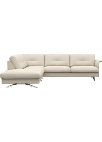 Ecksofa FLEXLUX "Glow, super bequem durch hochwertigem Sitzaufbau mit Federkern, L-Form", wei&szlig; (warm wei&szlig;), B:268cm H:81cm T:224cm, 100% Echteder, Sofas, Ecksofa, Skandinavisches Design, In hochwertiger Verarbeitung
