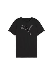 T-Shirt Puma "TAD ESS CAT LOGO TEE G", M&auml;dchen, Gr. 164, Puma schwarz, Jersey, Obermaterial: 92% Polyester, 8% Elasthan, bedruckt, regular fit normal, Rundhals, Shirts T-Shirt, mit Rundhalsausschnitt, kurz&auml;rmelig, sportlich