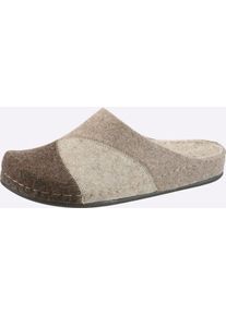Hausschuh, Herren, Gr. 46, beige, gemustert, Filz, Schuhe Hausschuh