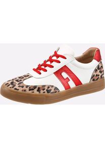 Sneaker Heine, Damen, Gr. 42, wei&szlig;, rot, gemustert, Glattleder, Lackleder, Leder, Rindsleder, Veloursleder, Schuhe Sneaker
