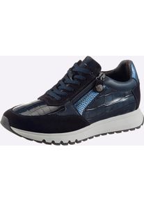 Sneaker Casual Looks, Damen, Gr. 42, blau (dunkelblau), Glattleder, Lackleder, Veloursleder, Schuhe Sneaker
