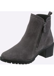 Stiefelette Heine, Damen, Gr. 42, grau, Leder, Rindsleder, Veloursleder, Schuhe Stiefelette