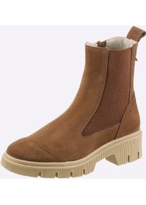 Stiefelette Heine, Damen, Gr. 41, cognac, Leder, Rindsleder, Veloursleder, Schuhe Stiefelette