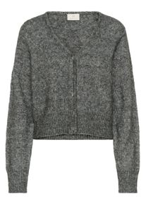 Strickjacke Kaffe "Strickjacke KAmelania", Damen, Gr. M, grau (dunkelgrau melange), Obermaterial: 44% Polyester PES. 40% Nylon NY. 6% Alpaka WP. 6% Wolle mw. 2% Polyacryl PAN., Strickjacken Strickjacke