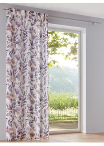 Gardine HEINE HOME Gr. 4, natur, violett, B:135cm H:245cm, Leinen, Polyester, Gardinen, Gardine