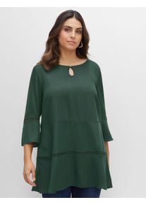 Longbluse sheego, Damen, Gr. 58, moos, Blusen Longbluse