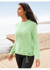 Rundhalspullover Casual Looks "Rundhals-Pullover", Damen, Gr. 54, gr&uuml;n (reseda), 50% Viskose, 25% Polyester, 25% Polyamid, unifarben, Pullover Rundhalspullover