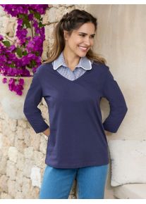 Blusentop Classic Basics, Damen, Gr. 3, blau (marine, wei&szlig;, kariert), 65% Polyester, 35% Baumwolle, gemustert, kariert, mehrfarbig, Blusen Blusentop