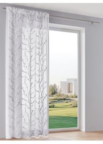 Gardine HEINE HOME Gr. 4, wei&szlig;, grau, B:140cm H:245cm, Polyester, Gardinen, Gardine